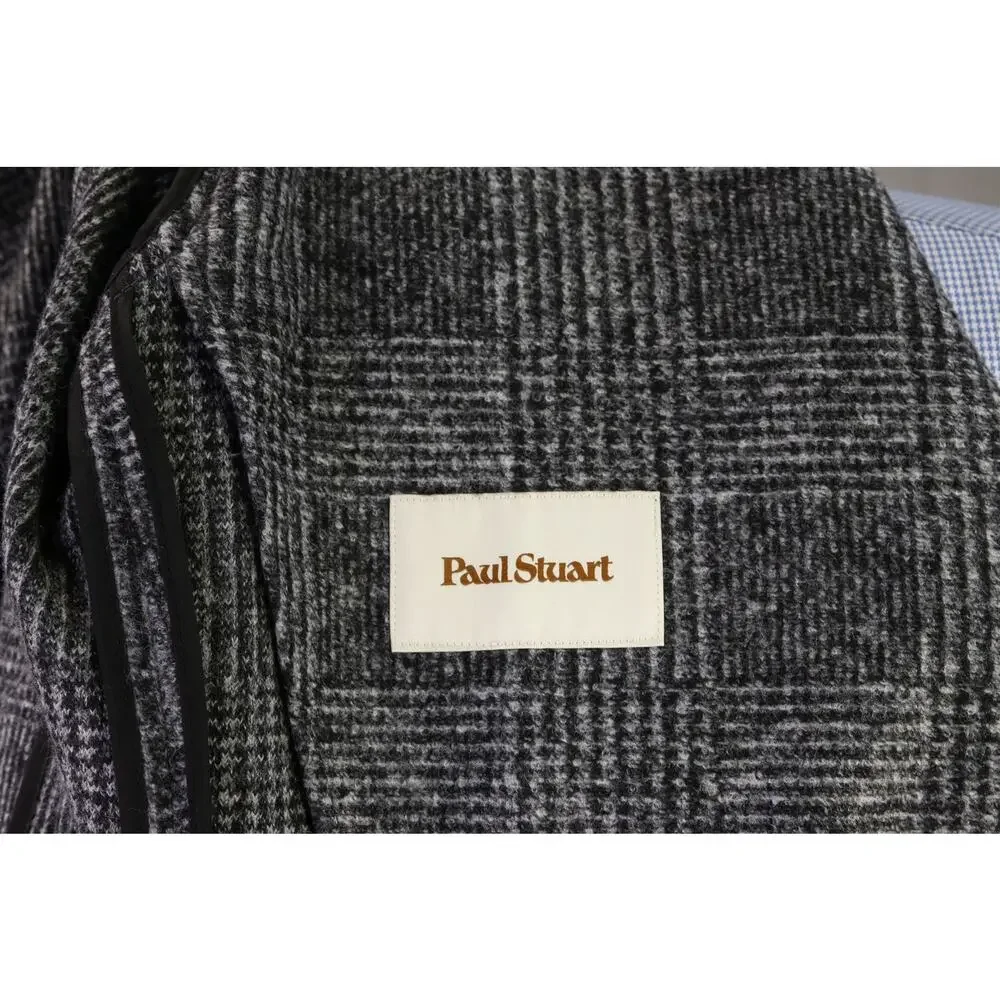 Paul Stuart Current Gray Black Basket Weave Patch Pocket Sweater Blazer 38S
